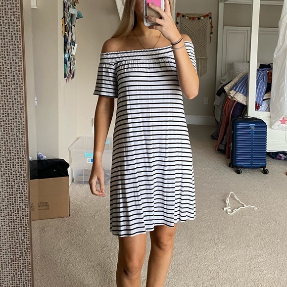 old navy striped off the shoulder dress OLD NAVY Women's Blue Striped Off The Shoulder Summer Short Dress Lined Sz XL